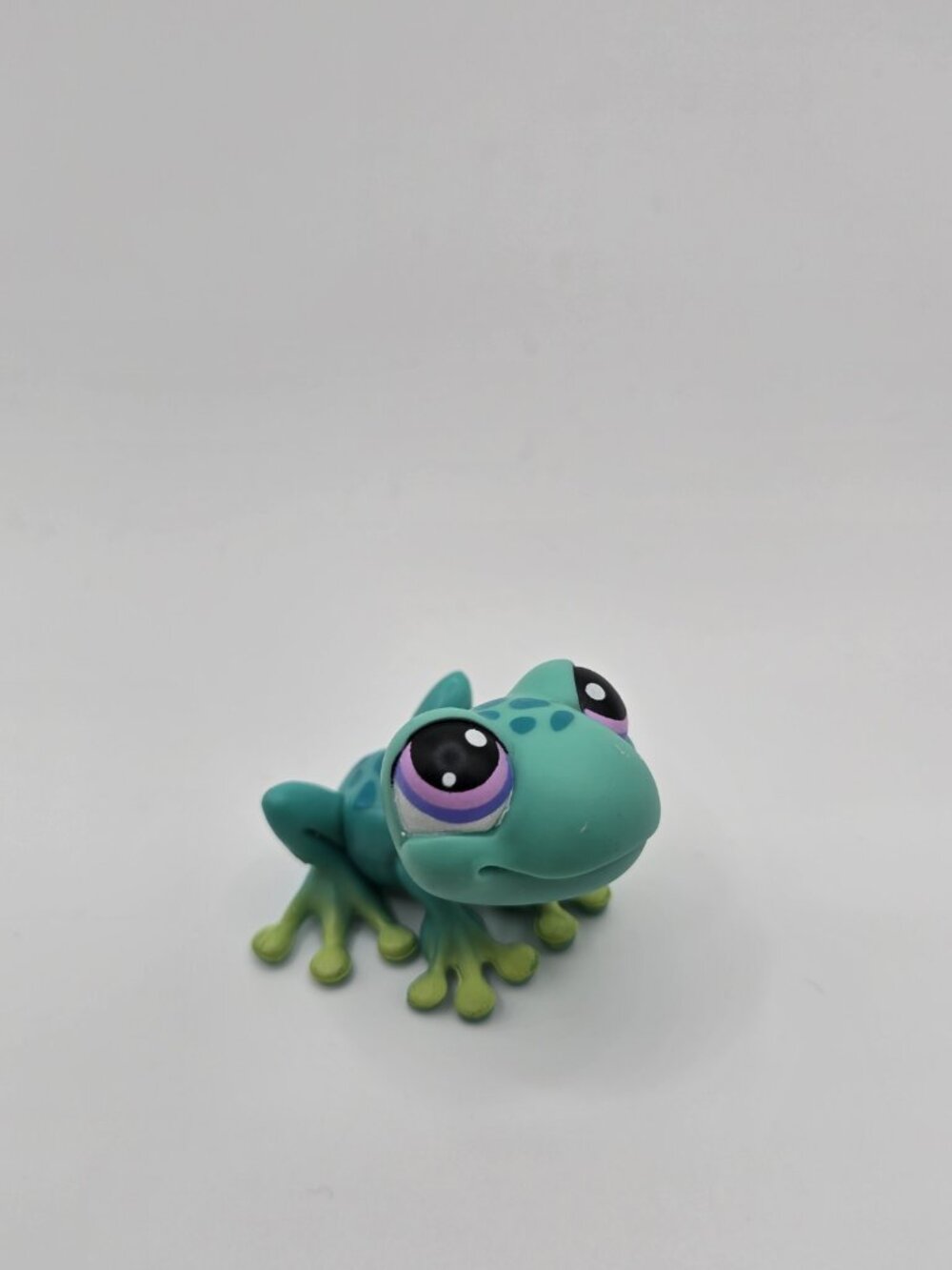 Littlest Pet Shop Authentic LPS #155 Green Teal Frog Purple Pink Eyes Spotted